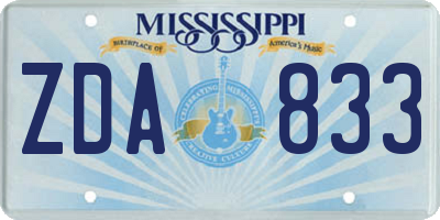 MS license plate ZDA833