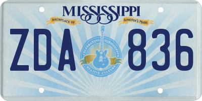 MS license plate ZDA836