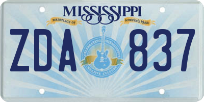 MS license plate ZDA837