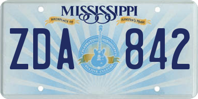 MS license plate ZDA842