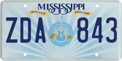 MS license plate ZDA843