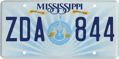 MS license plate ZDA844