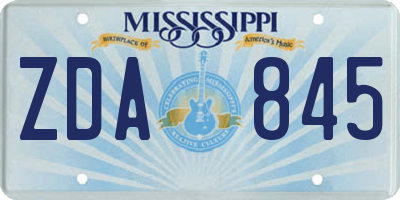 MS license plate ZDA845