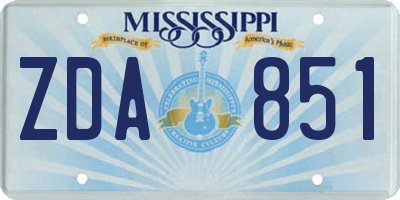 MS license plate ZDA851
