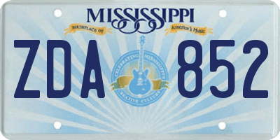 MS license plate ZDA852