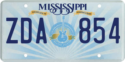 MS license plate ZDA854