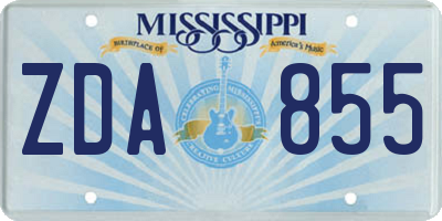 MS license plate ZDA855