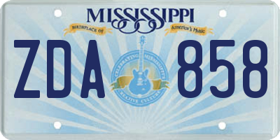 MS license plate ZDA858