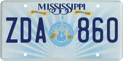 MS license plate ZDA860