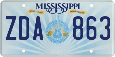 MS license plate ZDA863