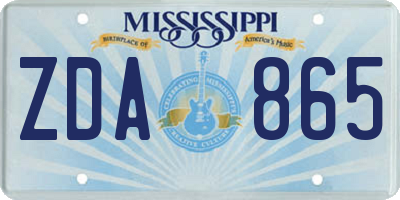 MS license plate ZDA865