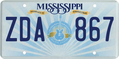 MS license plate ZDA867