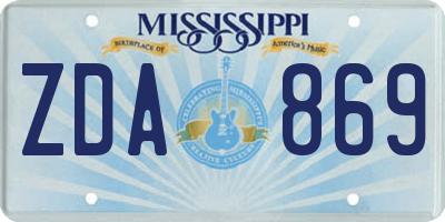 MS license plate ZDA869