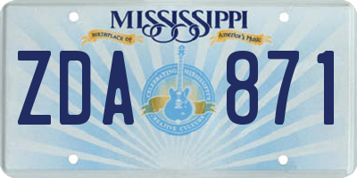 MS license plate ZDA871