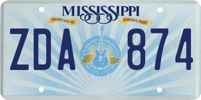 MS license plate ZDA874