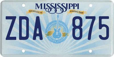 MS license plate ZDA875