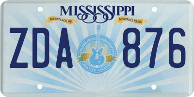 MS license plate ZDA876