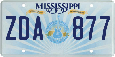 MS license plate ZDA877