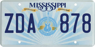 MS license plate ZDA878