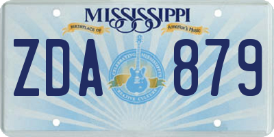 MS license plate ZDA879