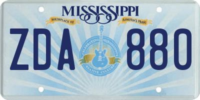 MS license plate ZDA880