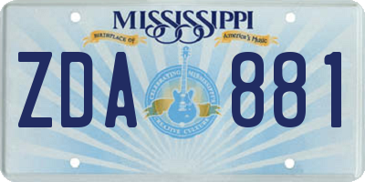 MS license plate ZDA881