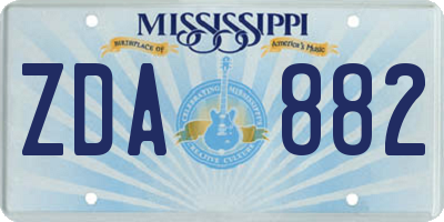 MS license plate ZDA882