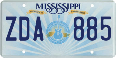 MS license plate ZDA885