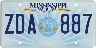 MS license plate ZDA887