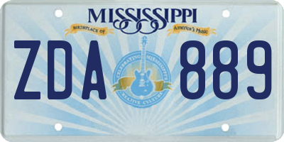 MS license plate ZDA889