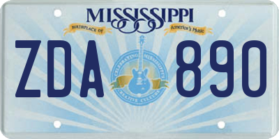 MS license plate ZDA890