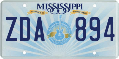 MS license plate ZDA894