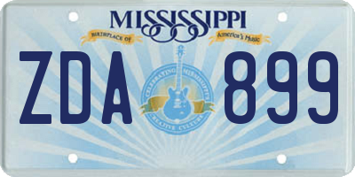 MS license plate ZDA899