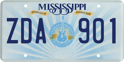 MS license plate ZDA901