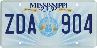 MS license plate ZDA904