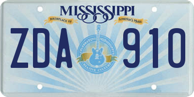 MS license plate ZDA910