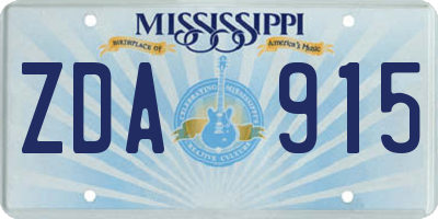 MS license plate ZDA915