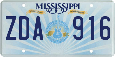 MS license plate ZDA916