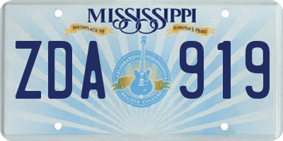MS license plate ZDA919