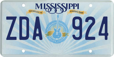 MS license plate ZDA924