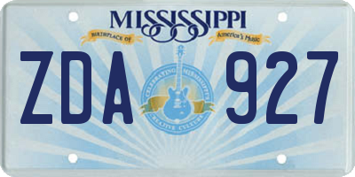 MS license plate ZDA927