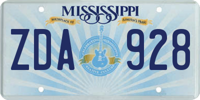 MS license plate ZDA928