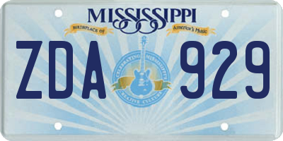 MS license plate ZDA929