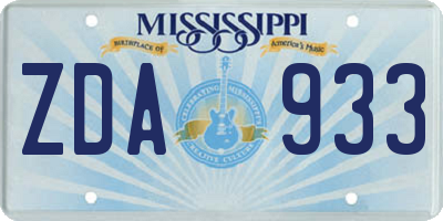 MS license plate ZDA933