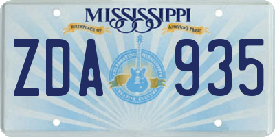 MS license plate ZDA935