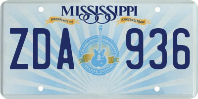 MS license plate ZDA936