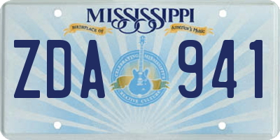 MS license plate ZDA941