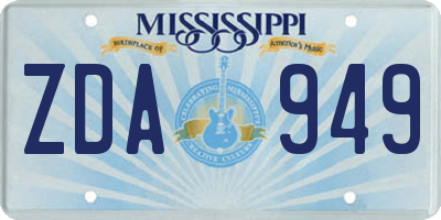 MS license plate ZDA949