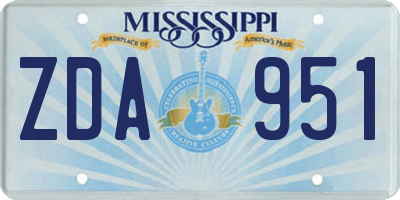 MS license plate ZDA951