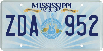 MS license plate ZDA952